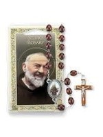 PADRE PIO BROWN WOOD SPECIALTY ROSARY - 17"