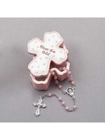 BLESS THIS CHILD BOX W ROSARY - 0.75"H - GIRL