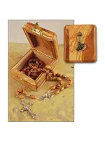 FIRST COMMUNION OLIVE WOOD ROSARY W/BOX