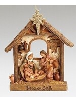 FONTANINI HOLY FAMILY ORNAMENT STABLE/PEACE - 4.5"H - NC
