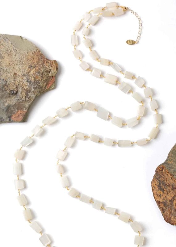 Anne Vaughan Balancing Grace 44.5-46.5" Moonstone Simple Layer Necklace