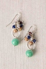 Anne Vaughan Grounded Amazonite, Lapis, Pearl Dangle Earrings