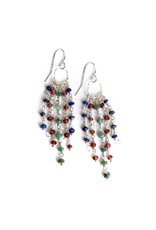 Anne Vaughan Grounded Aquamarine, Lapis, Garnet Tassel Earrings