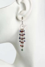 Anne Vaughan Grounded Aquamarine, Lapis, Garnet Tassel Earrings