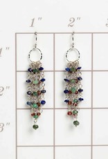 Anne Vaughan Grounded Aquamarine, Lapis, Garnet Tassel Earrings