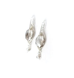Anne Vaughan Herringbone Grey Oval Petite Earrings