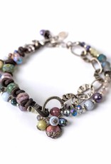 Anne Vaughan Reflections 7.5-8.5" Mother of Pearl Cluster Focal Multistrand Bracelet