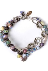 Anne Vaughan Reflections 7.5-8.5" Mother of Pearl Cluster Focal Multistrand Bracelet