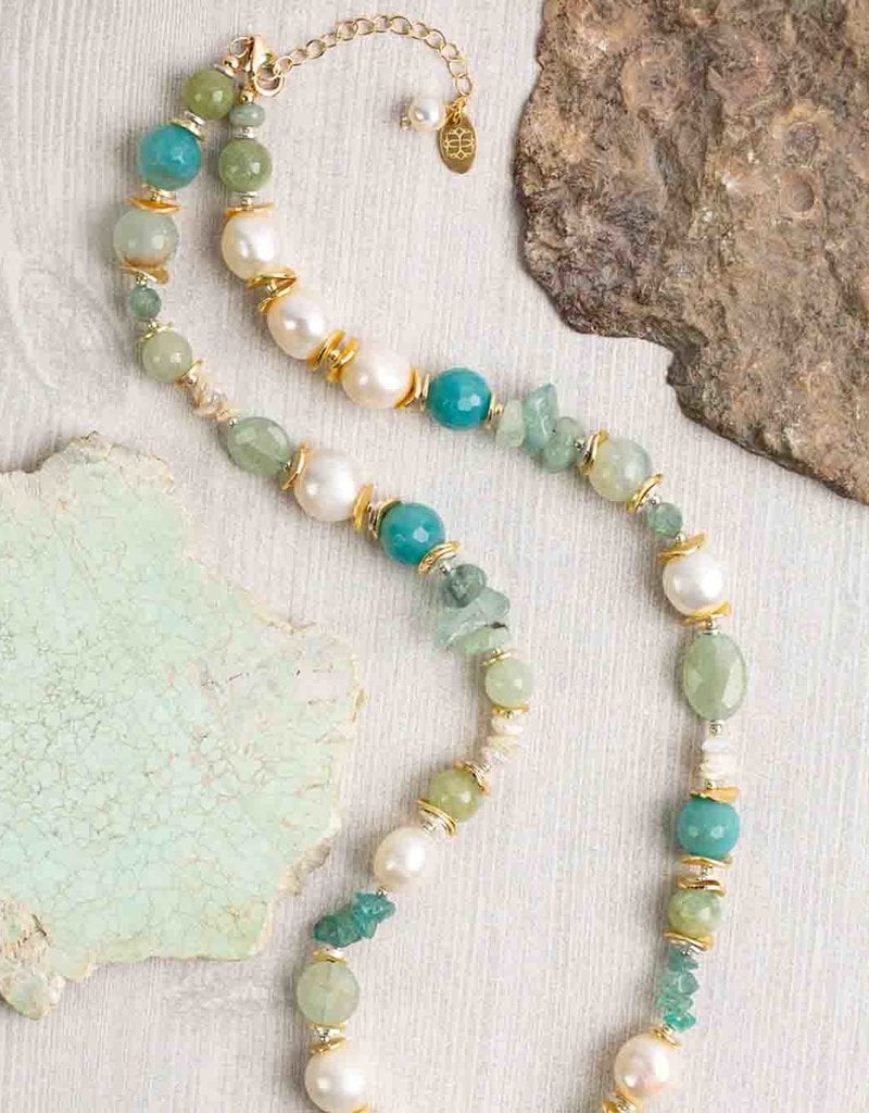 Anne Vaughan Serenity 19-20" Gemstone Collage Necklace