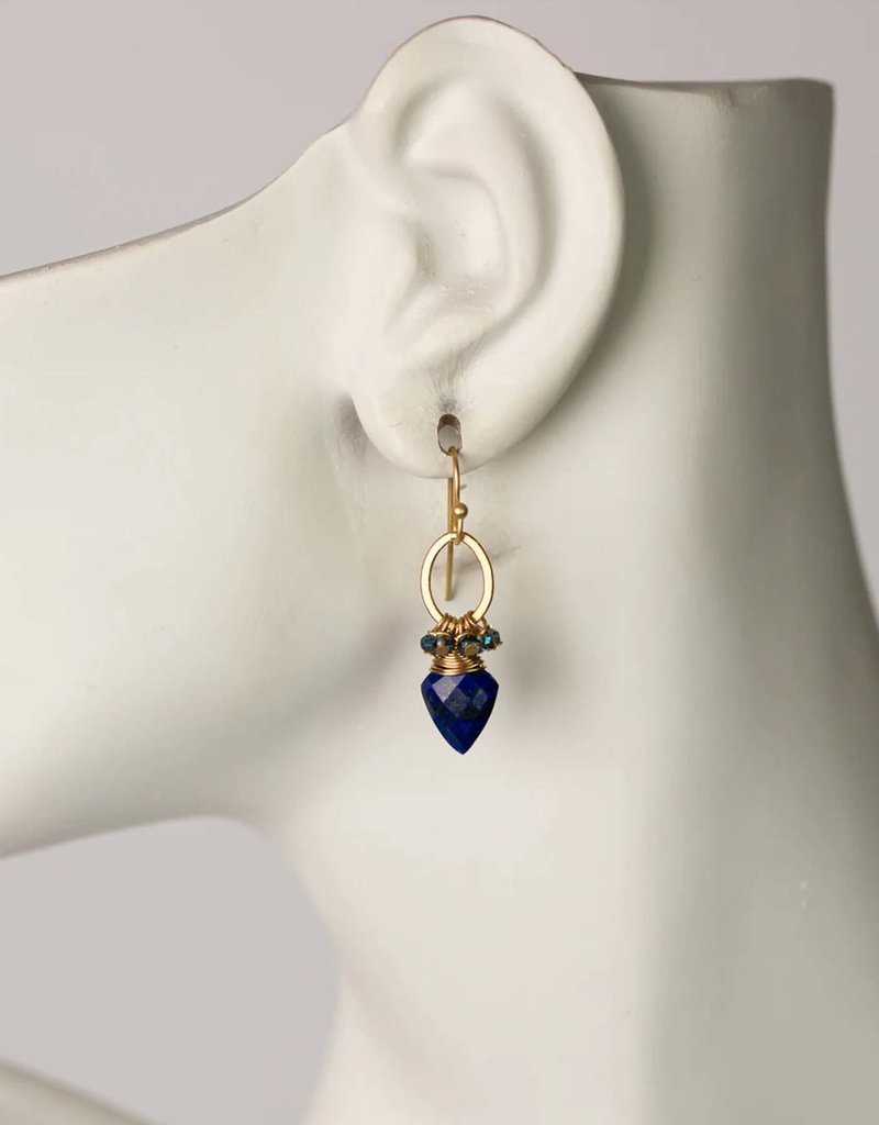 Anne Vaughan Starry Night Blue Crystal, Lapis Cluster Earrings