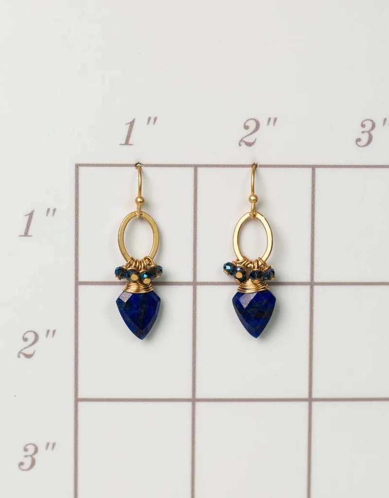 Anne Vaughan Starry Night Blue Crystal, Lapis Cluster Earrings