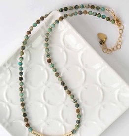 Anne Vaughan Tranquil Gardens 17-19" African Turquoise Bar Focal Necklace