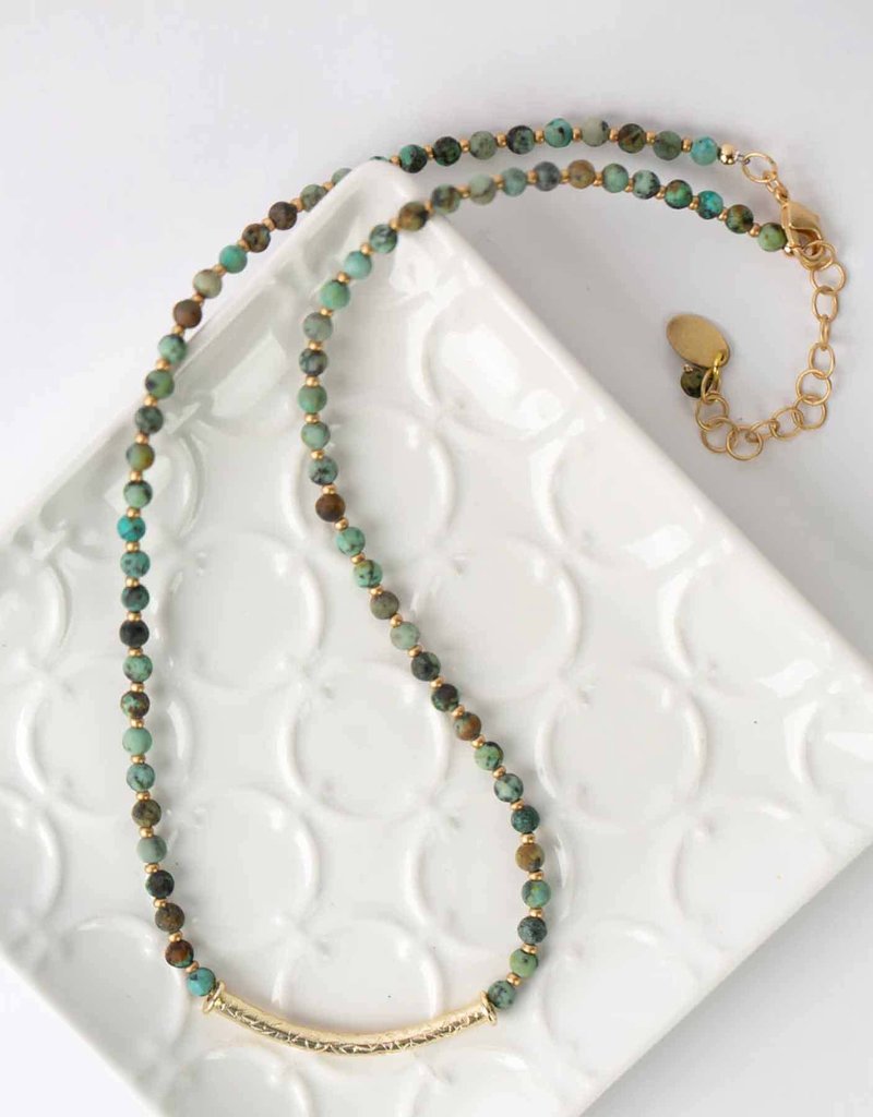 Anne Vaughan Tranquil Gardens 17-19" African Turquoise Bar Focal Necklace