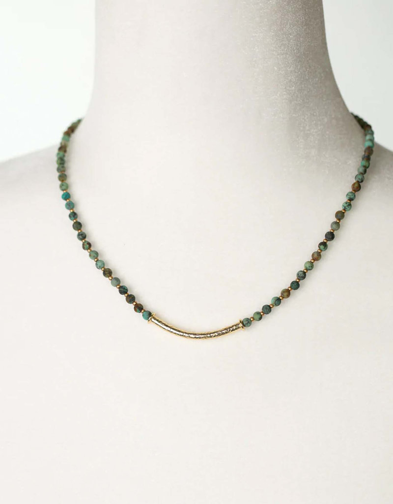 Anne Vaughan Tranquil Gardens 17-19" African Turquoise Bar Focal Necklace