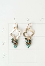 Anne Vaughan Tranquil Gardens African Turquoise Cluster Dangle Earrings