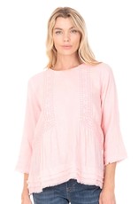APNY Layered Hem Embroidered Pullover in Pink