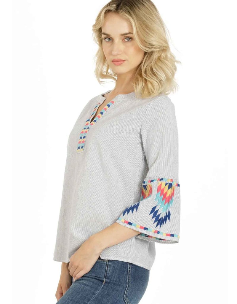 APNY Split Neck Pullover with Embroidery