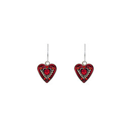 Firefly Red Crystal Heart Earrings