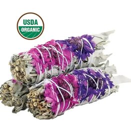 Designs By Deekay Blissful Floral White Sage 4" Smudge Sticks