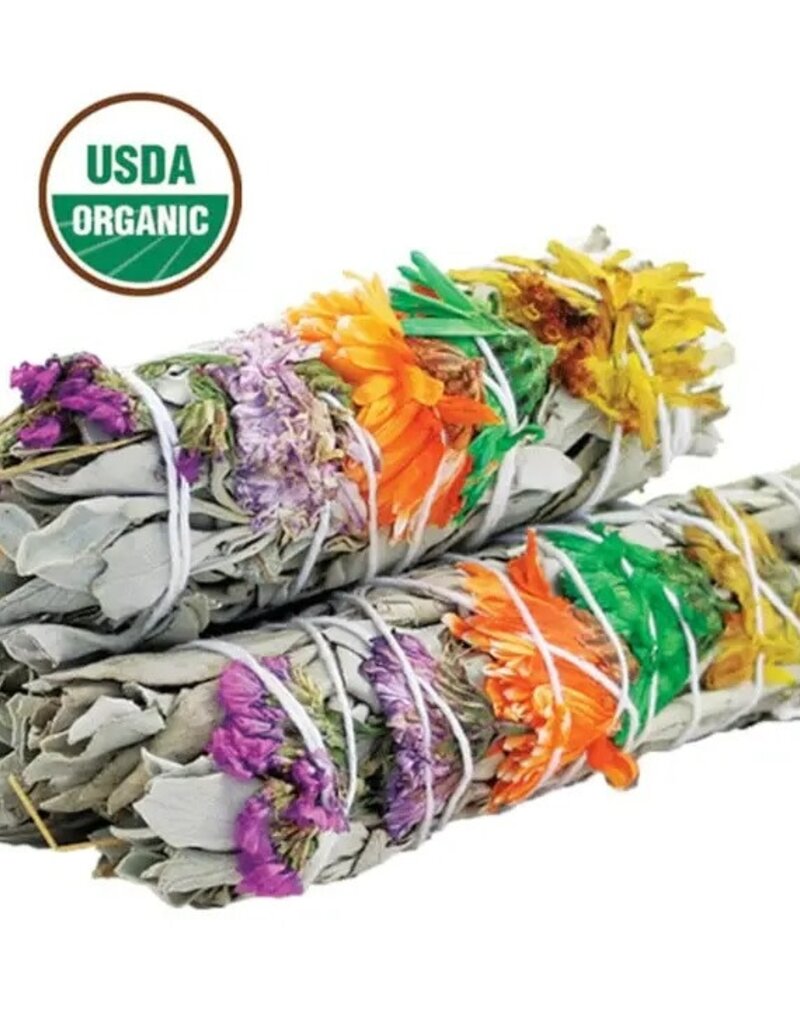 Designs By Deekay Good Vibes Floral White Sage 4" Smudge Sticks