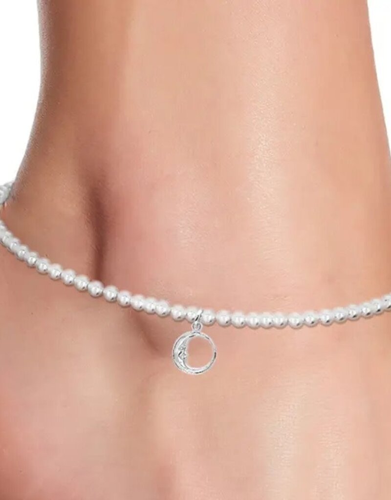 Zoey Simmons Moon Charm Beaded Anklet