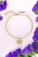 Zoey Simmons Butterfly Charm Beaded Anklet
