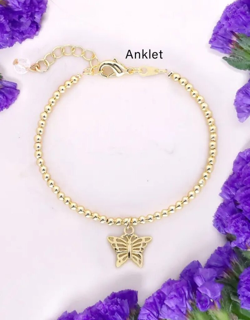 Zoey Simmons Butterfly Charm Beaded Anklet