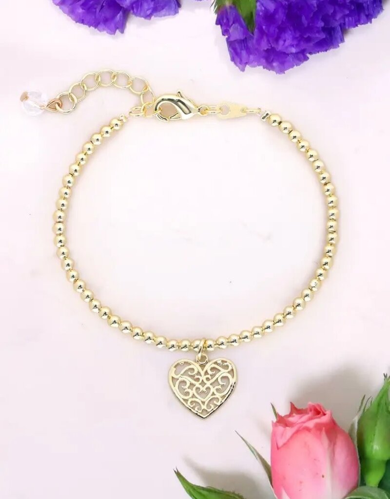 Zoey Simmons Heart Charm Beaded Anklet