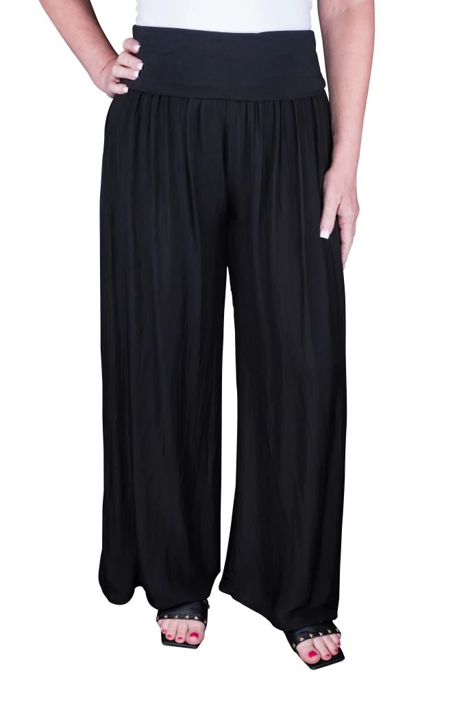 Tina Stephens Mercedes Foldover Waist Silk Pant