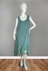 Tempo Paris Sleeveless Linen Sheer Hem Dress