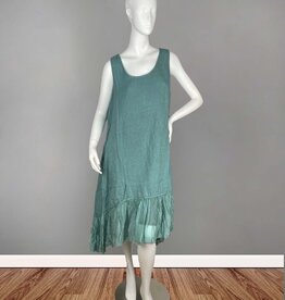 Tempo Paris Sleeveless Linen Sheer Hem Dress