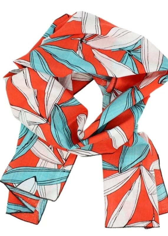 Dana Herbert Blue Orange White Oblong Scarf