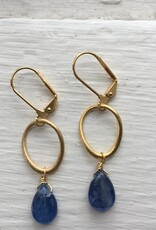 Dana Herbert Gold Oval & Stone Earrings