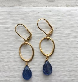 Dana Herbert Gold Oval & Stone Earrings
