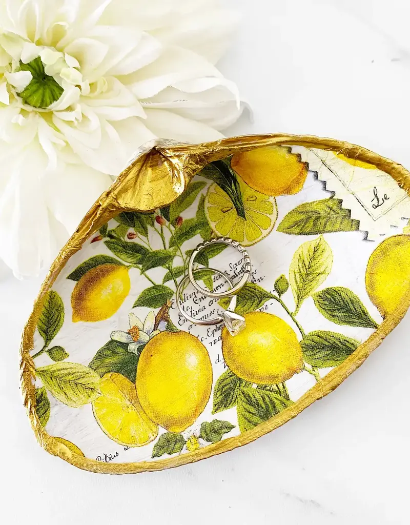 Adori Designs Lemon Yellow Clam Shell Trinket Dish
