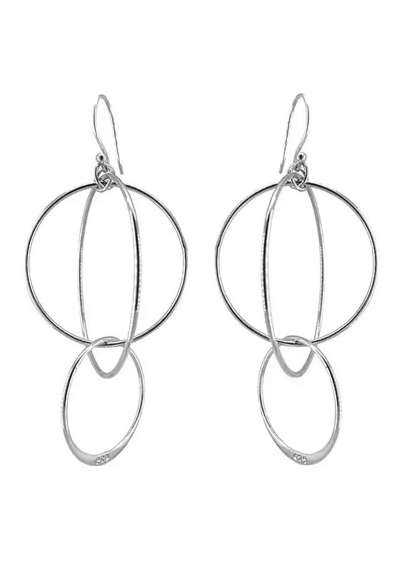 Sita Sterling Silver Three Circle Dangle Earrings