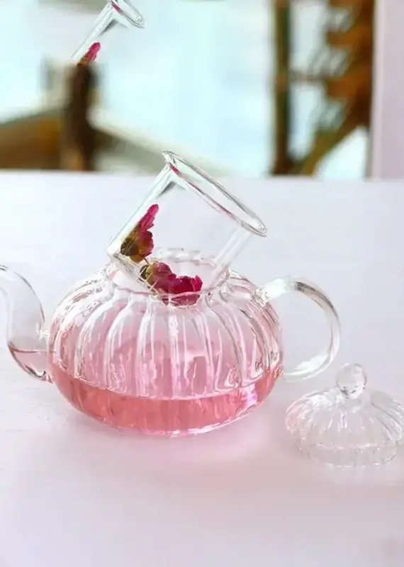 The Grateful Tea Co Glass Teapot with Infuser and Lid