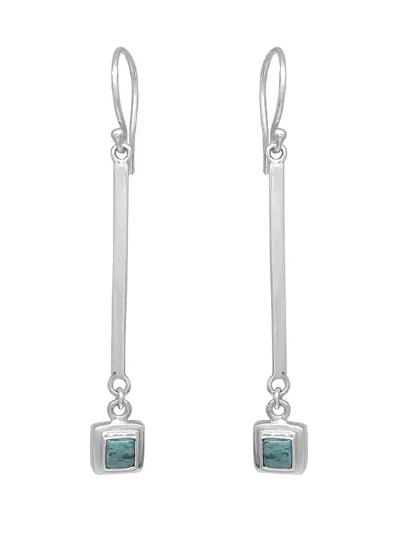 Sita Sterling Silver Bar with Turquoise Drop Earrings