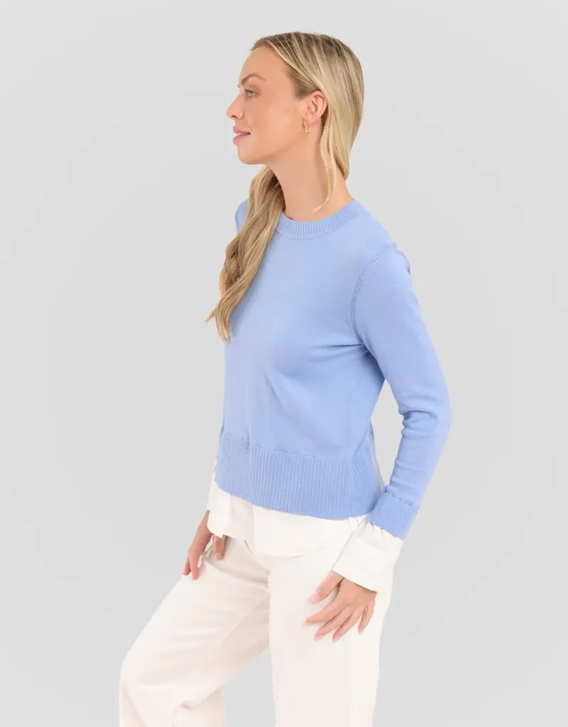 Cotton Cashmere Montage Shirttail Sweater - Palm Beach - Alashan Cashmere