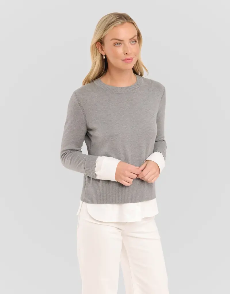Cotton Cashmere Montage Shirttail Sweater - Palm Beach - Alashan Cashmere
