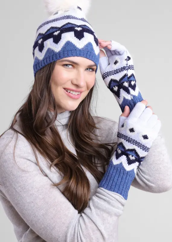 Alashan Fair Isle Angora Merino Fingerless Gloves