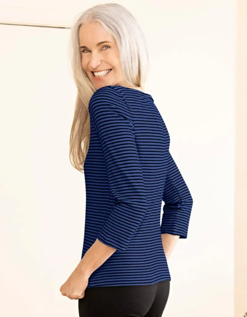 Blue Canoe Sweater Stripe Boatneck Top