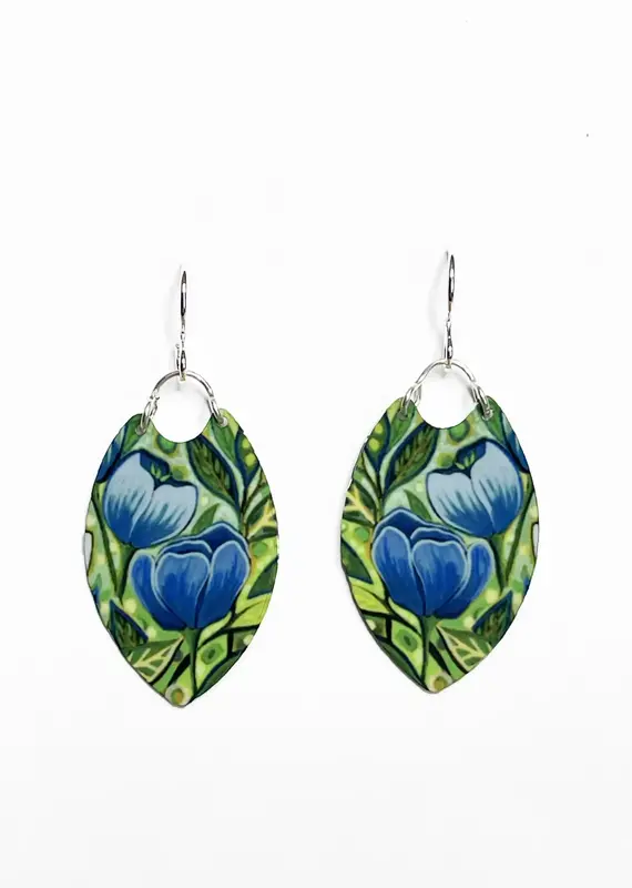 Artista Blue Tulip Oval Earrings