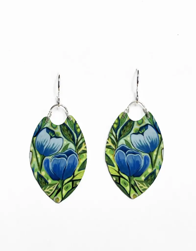 Artista Blue Tulip Oval Earrings