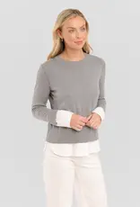 Alashan Cotton Cashmere Duet Shirttail Crewneck Sweater