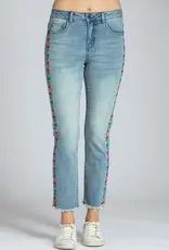 APNY Olivia Straight Leg Crop Jeans With Floral Embroidery