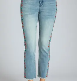 APNY Olivia Straight Leg Crop Jeans With Floral Embroidery