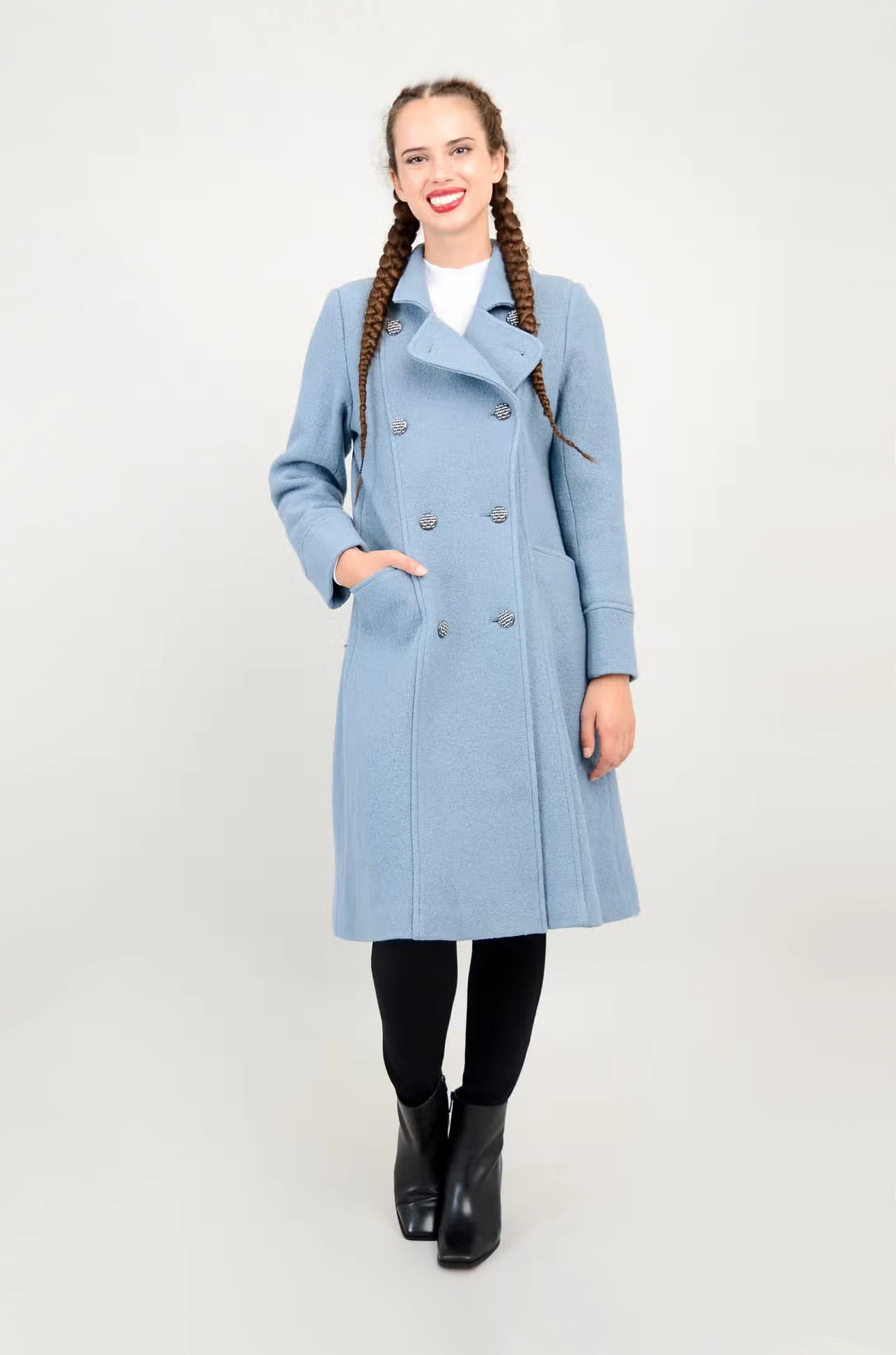 Womens powder clearance blue wool coat