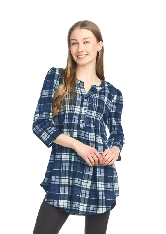 Papillon Plaid Pintuck Sweater Top