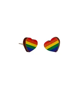 Green Tree Jewelry Rainbow Heart Stud Earrings